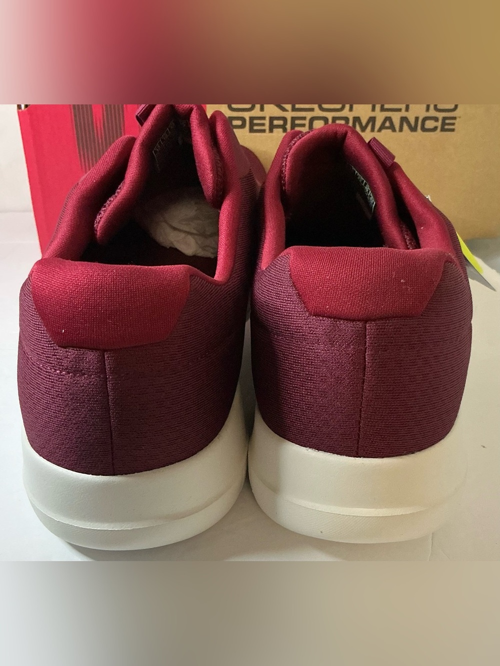 Skechers GOwalk Joy Women's sz 13 Slip-On Knit Sneakers - Burgundy/White - Picture 6 of 9